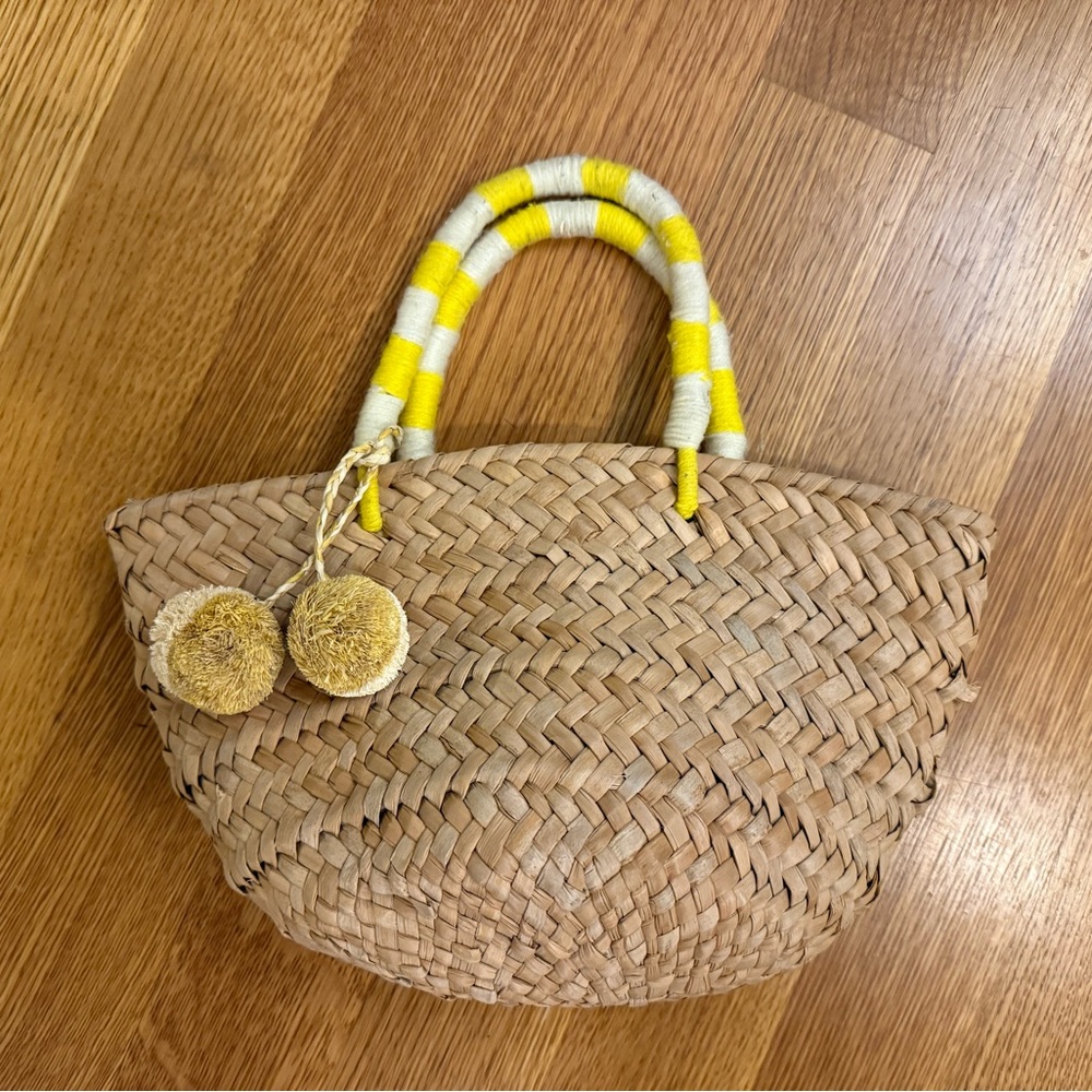 Kayu Mini St Tropez Woven Tote Bag with Yellow Accents